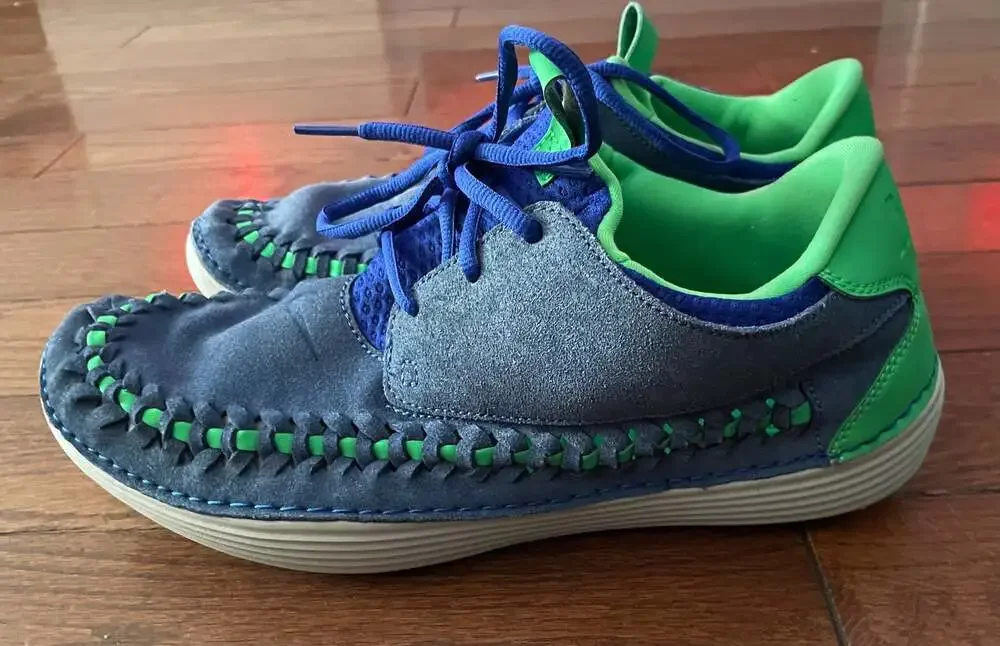 Nike Solarsoft Moccasin Woven 2013 Blue Green Suede Sneakers Men’s 11